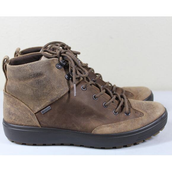 ECCO Men\'s Soft 7 Tred High Top Gore-tex Sneaker Brown EU 44 US 10